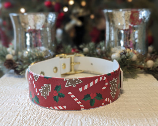 1.5" Flat Buckle Collar | Candy Canes