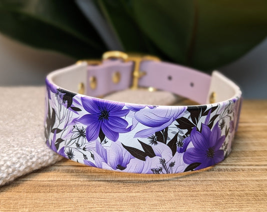 1.5" Flat Buckle Collar | Purple Botanicals